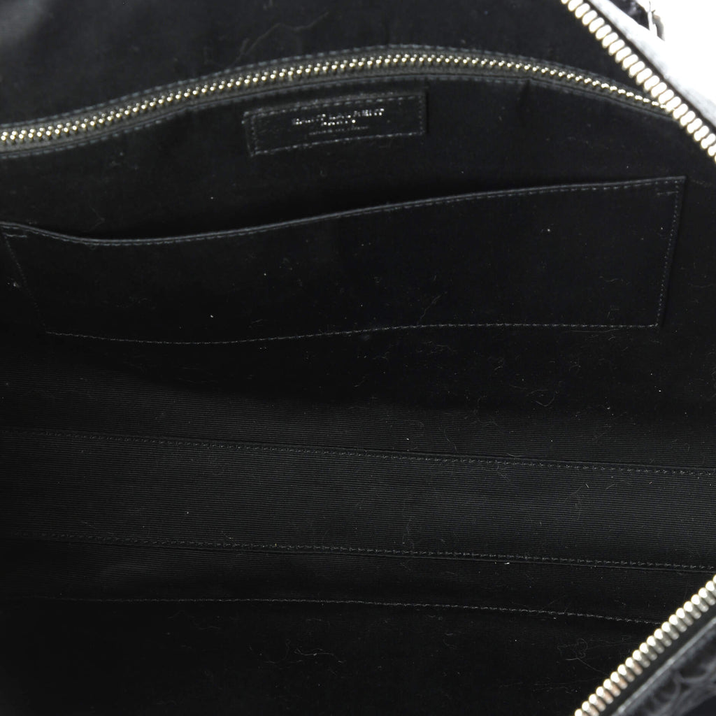 Duffle Briefcase Crocodile Embossed Leather