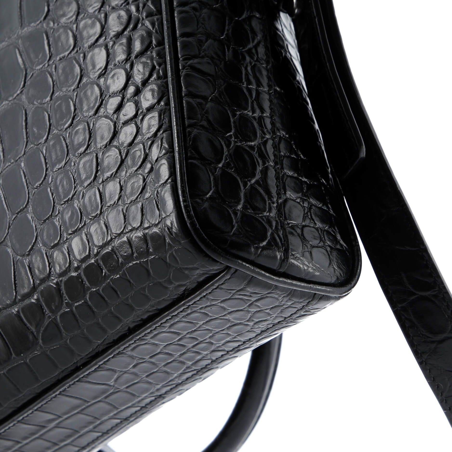 Duffle Briefcase Crocodile Embossed Leather