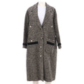 Women's Button Up Belted Long Coat Tweed