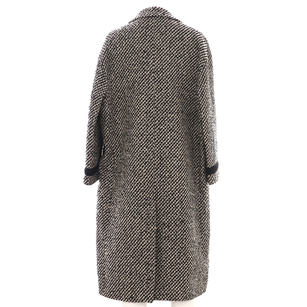 Women's Button Up Belted Long Coat Tweed