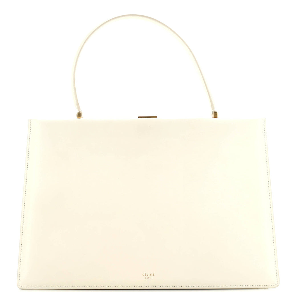 Clasp Top Handle Bag Leather Medium