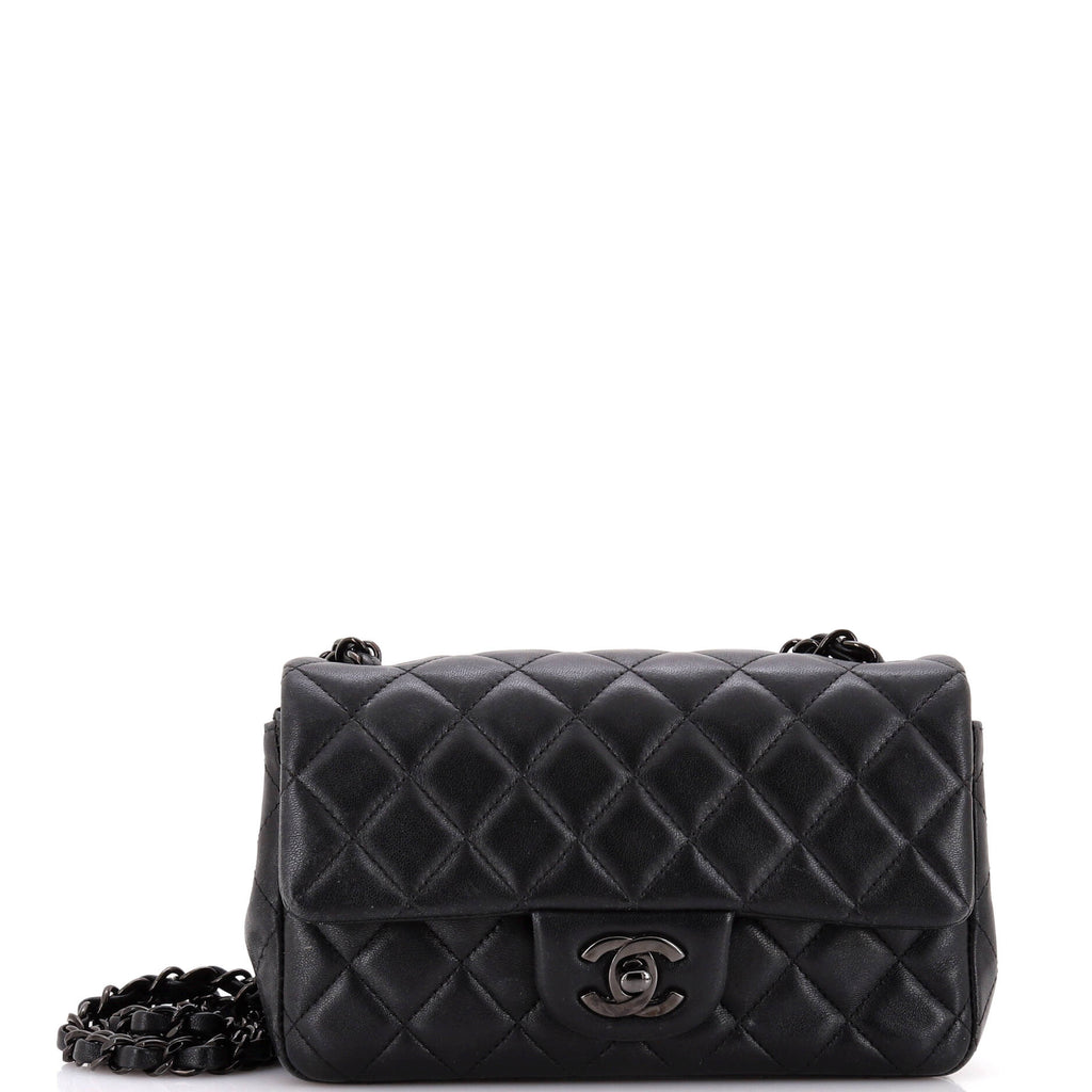 So Black Classic Single Flap Bag Quilted Lambskin Mini