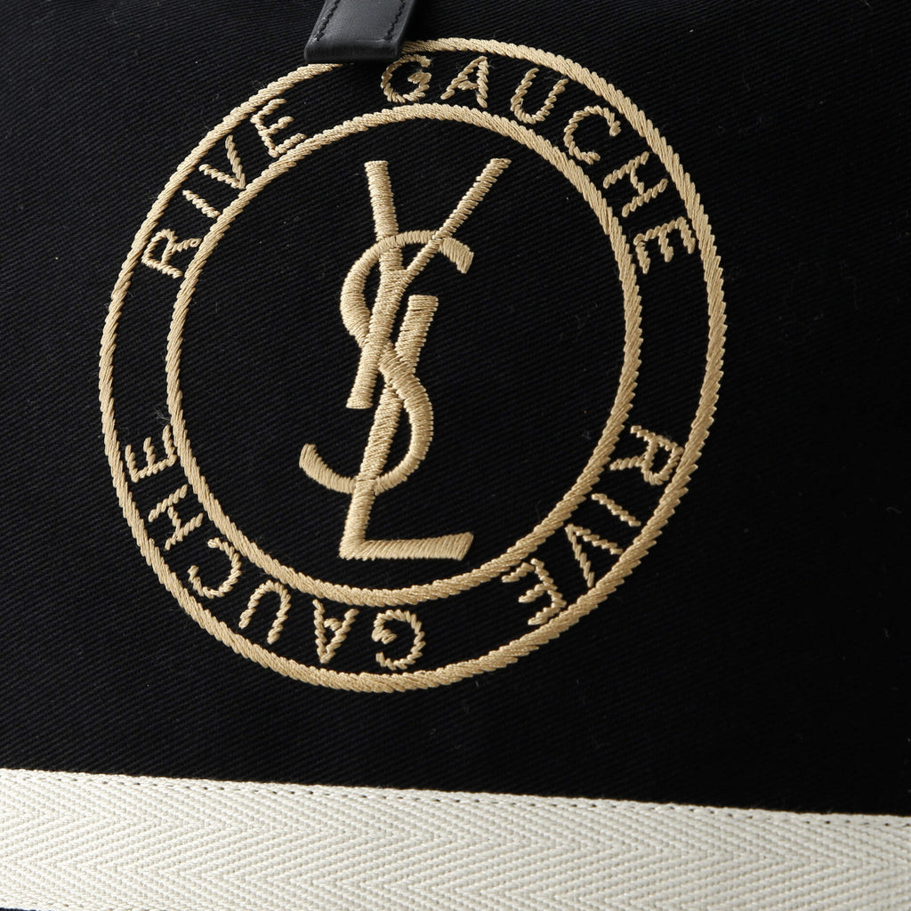 Rive Gauche Drawstring Sling Bag Embroidered Canvas