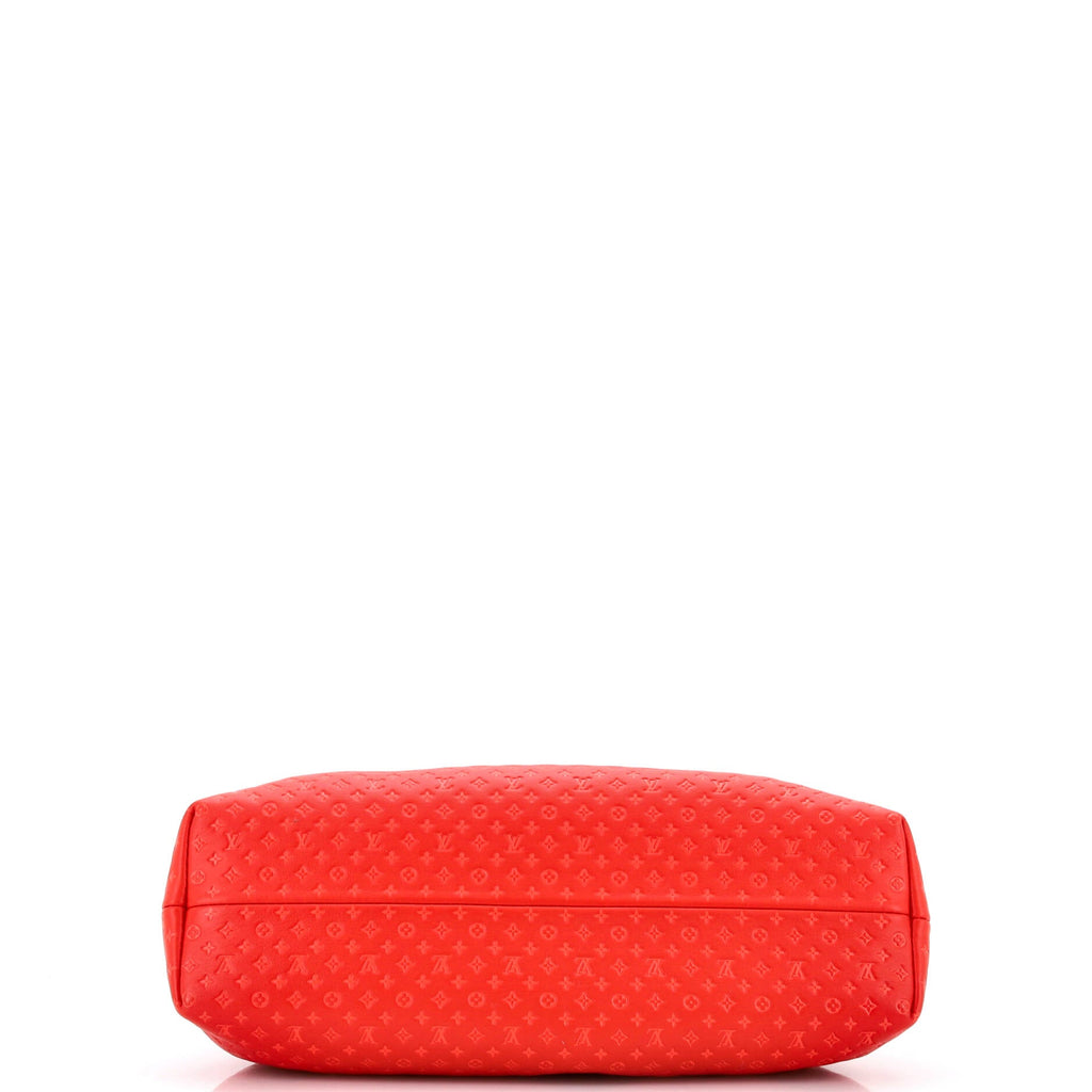 Top Handle Frame Clutch Nanogram Embossed Leather