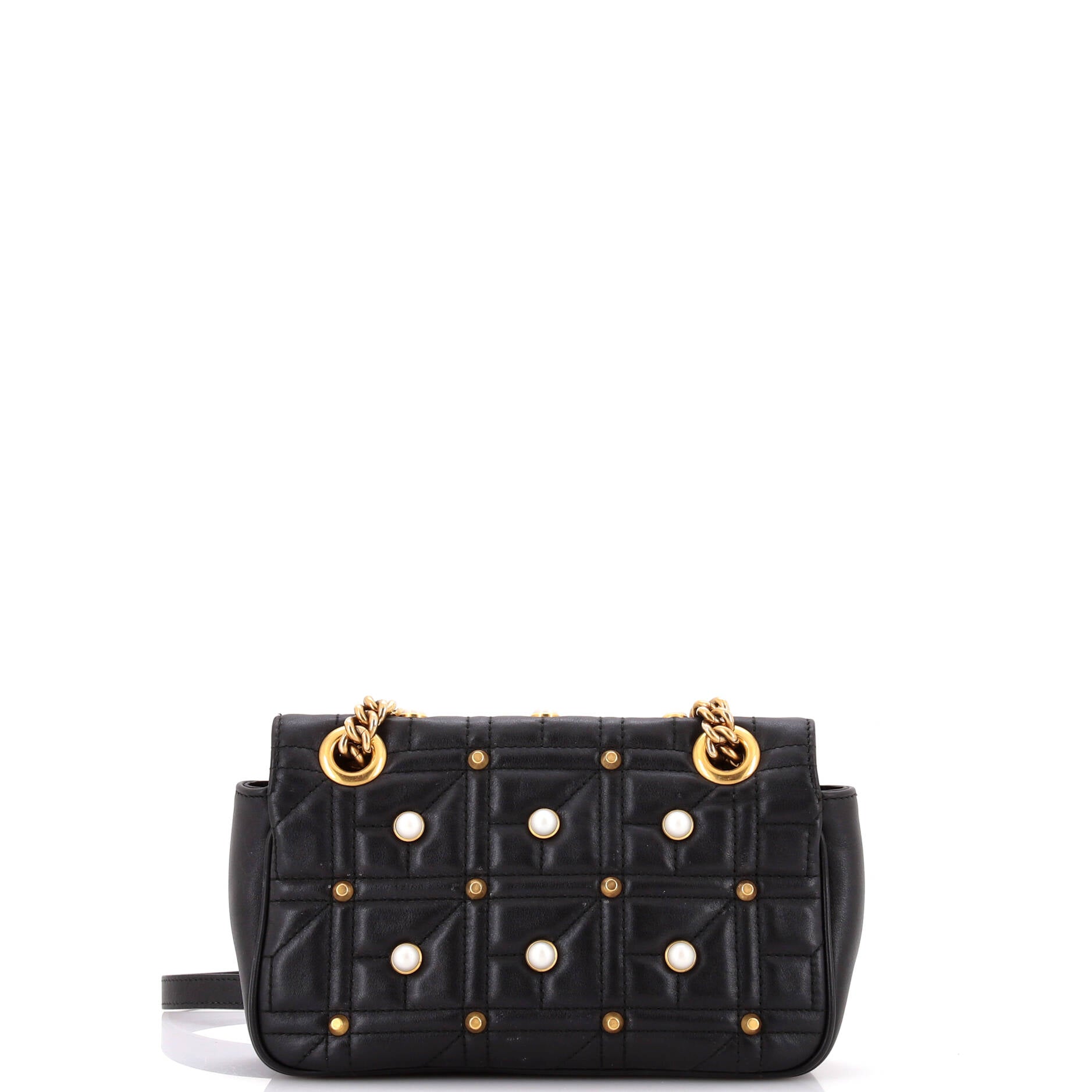 Pearly GG Marmont Flap Bag Embellished Matelasse Leather Mini