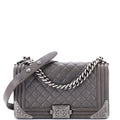 Paris-Dallas Boy Flap Bag Quilted Calfskin with Metal Adornments Old Medium