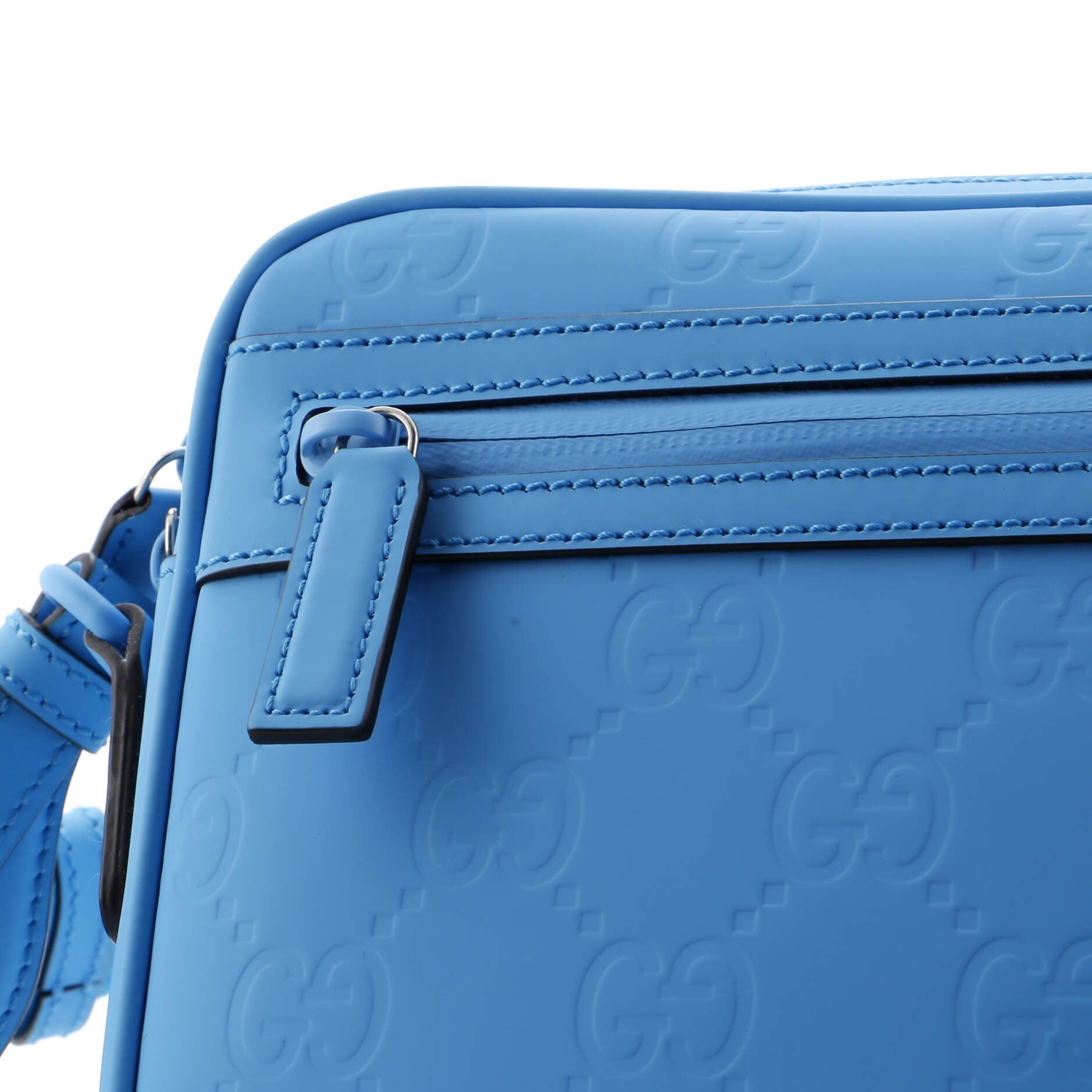 Front Zip Crossbody Bag GG Rubber Effect Leather Small