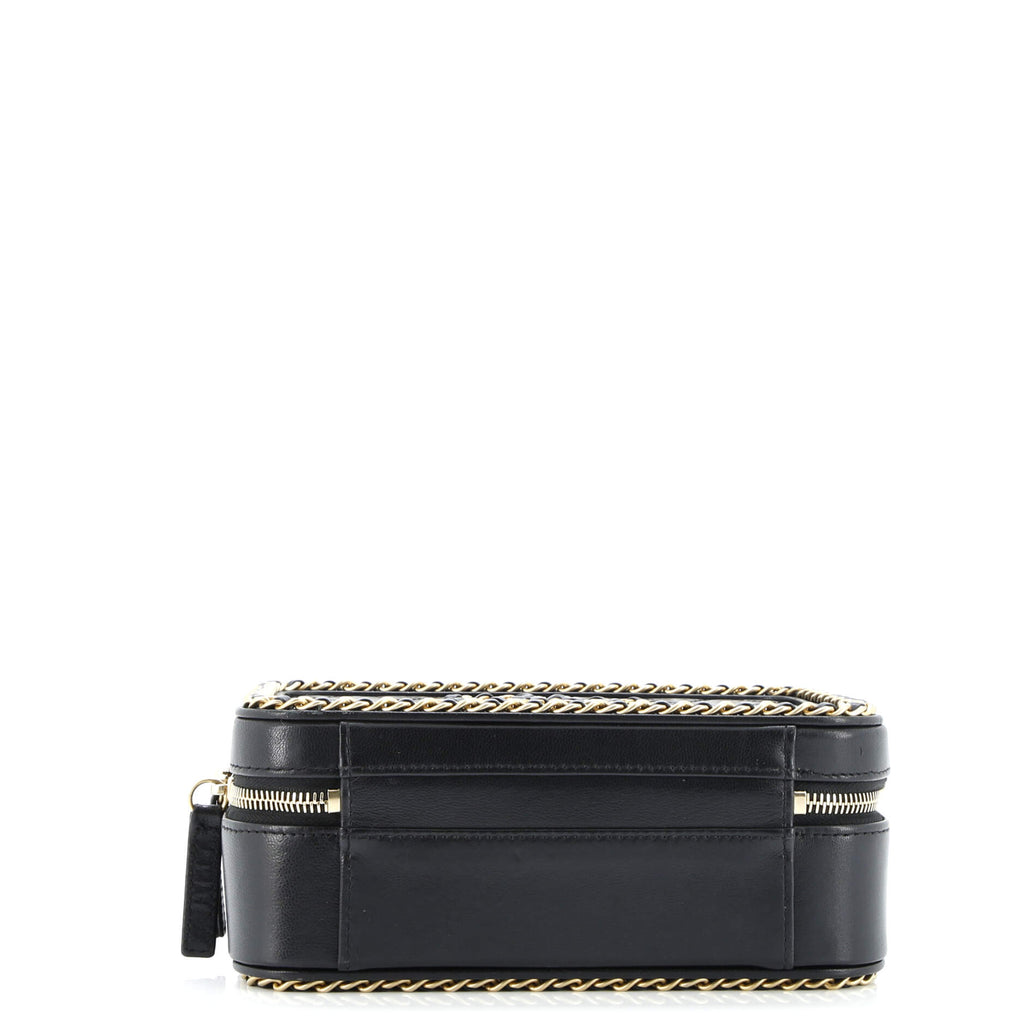 Filigree Vanity Case Quilted Goatskin with Chain Detail Medium