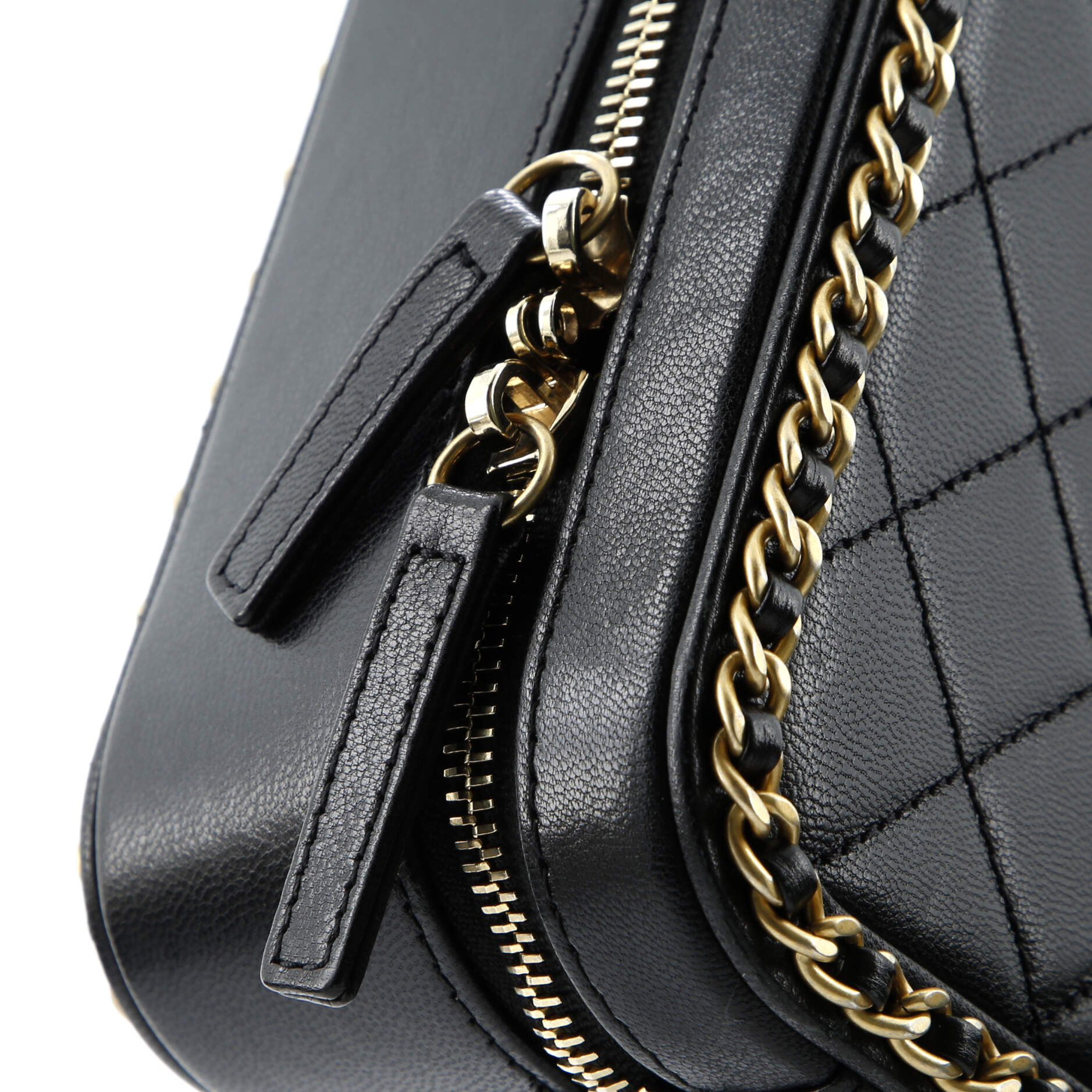 Filigree Vanity Case Quilted Goatskin with Chain Detail Medium