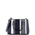 Double Zip Lux Tote Striped Saffiano Leather Small