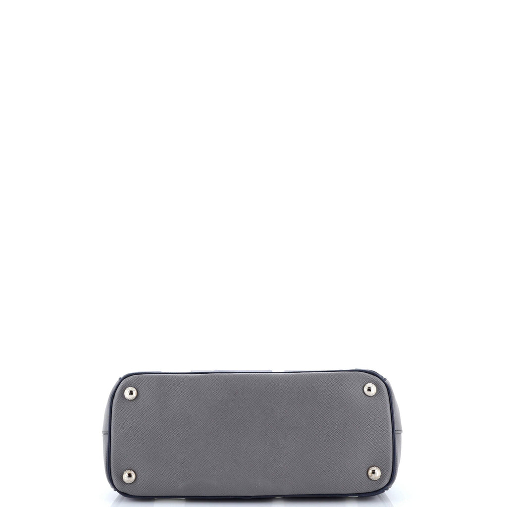 Double Zip Lux Tote Striped Saffiano Leather Small