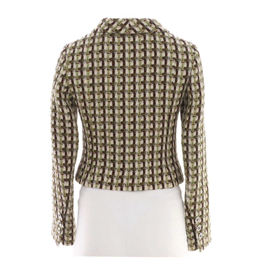 Women's Lapel Collar Button Up Jacket Tweed
