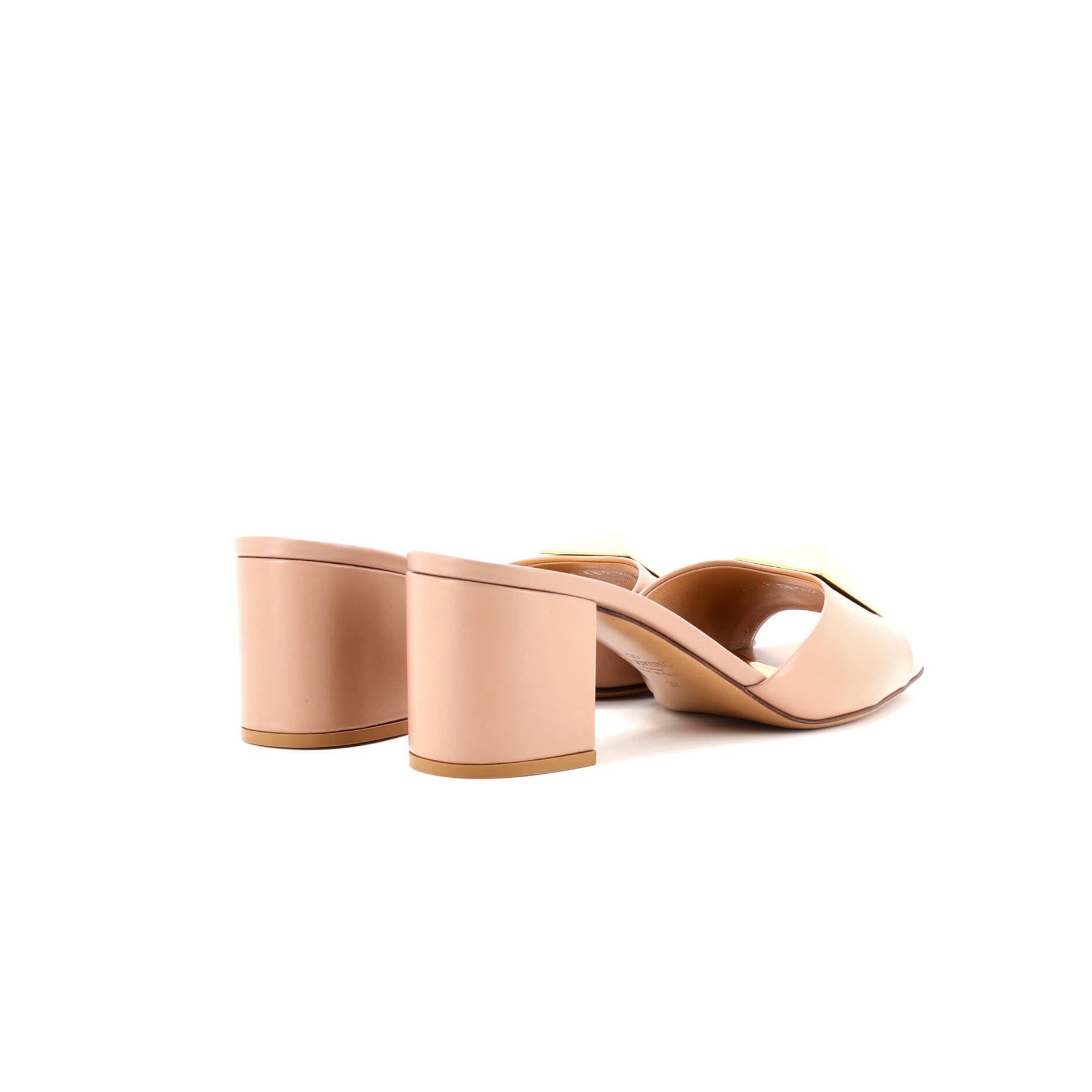 Women's One Stud Block Heeled Mules Leather
