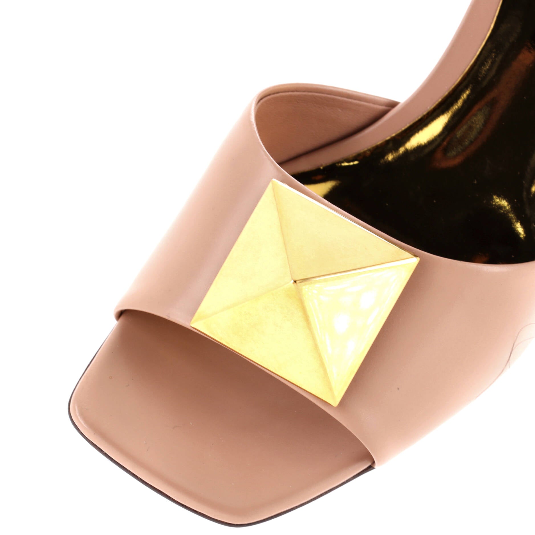 Women's One Stud Block Heeled Mules Leather