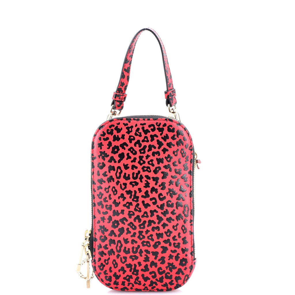 Lady Dior Phone Holder on Chain Printed Leather