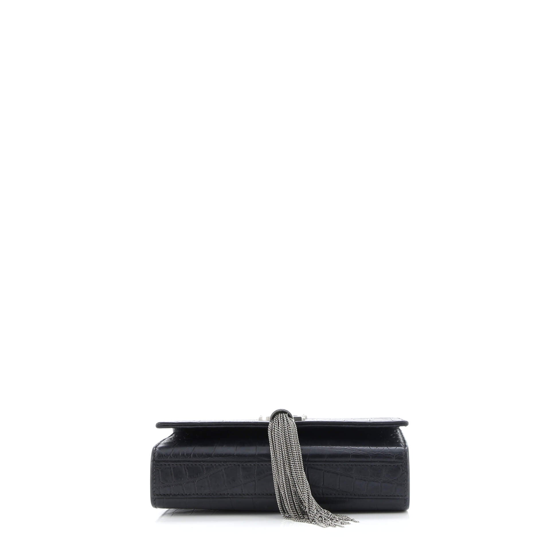 Classic Monogram Tassel Crossbody Bag Crocodile Embossed Leather Small