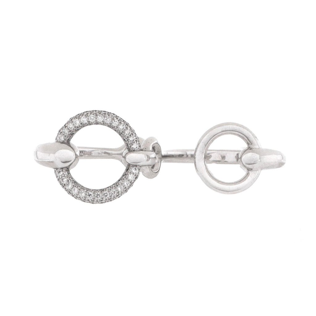 Filet d'Or Double Ring 18K White Gold with Diamonds Large