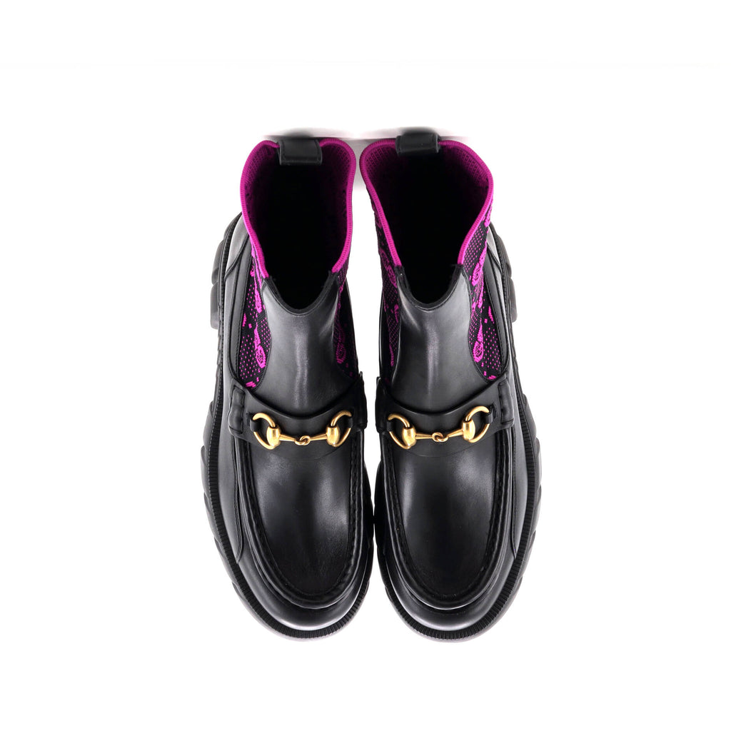 Women's Quebec Horsebit Chelsea Boots Leather with GG Elastic