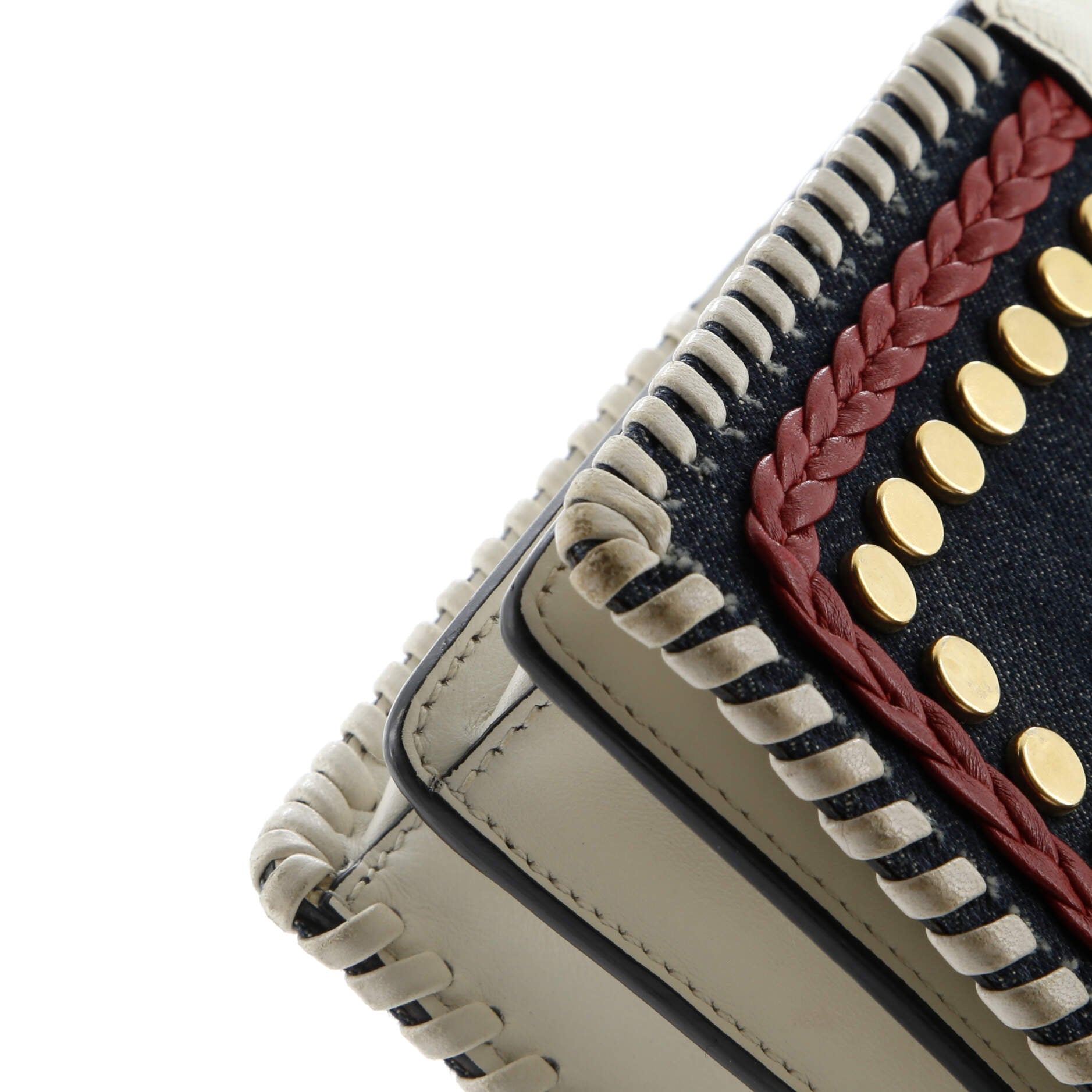 Cahier Crossbody Bag Embellished Denim and Leather Small