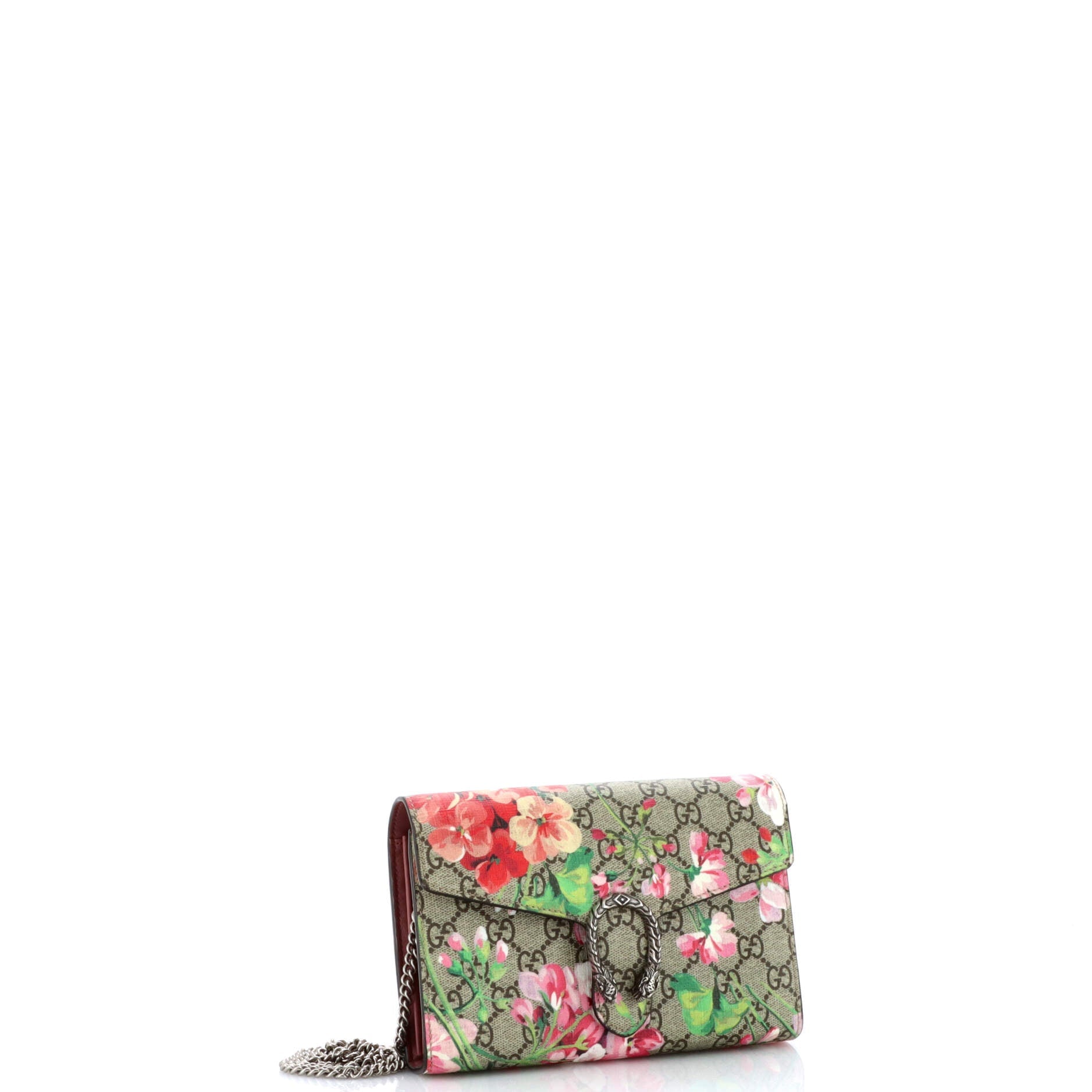 Dionysus Chain Wallet Blooms Print GG Coated Canvas Small
