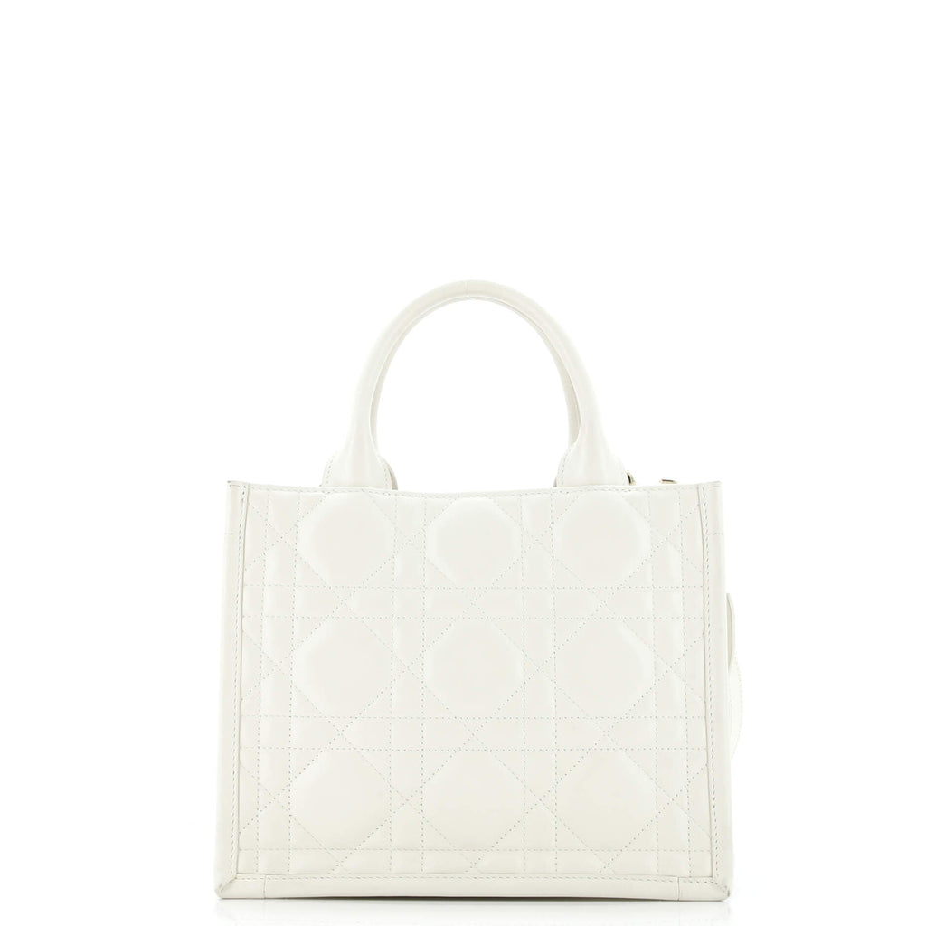 Book Tote with Strap Macrocannage Quilt Calfskin Small