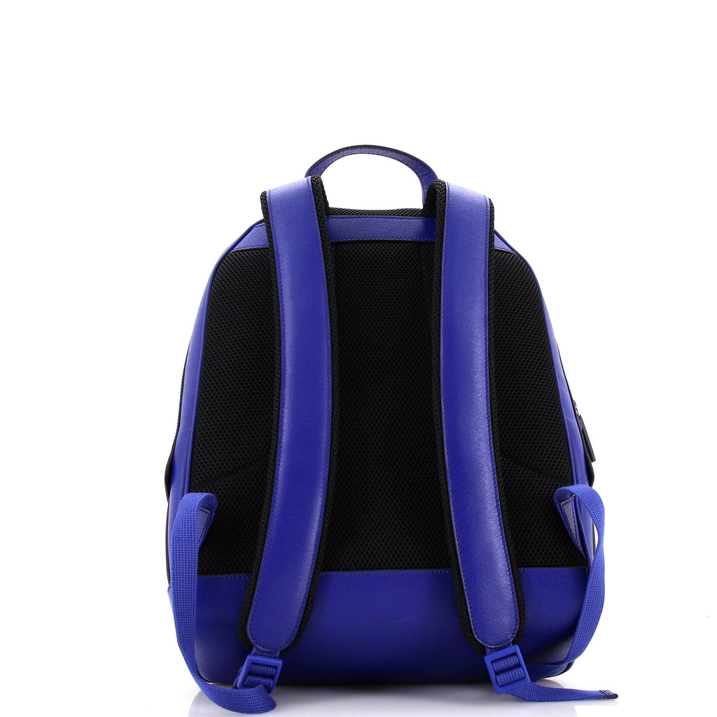 Zip Pocket Backpack Logo Print Leather Medium