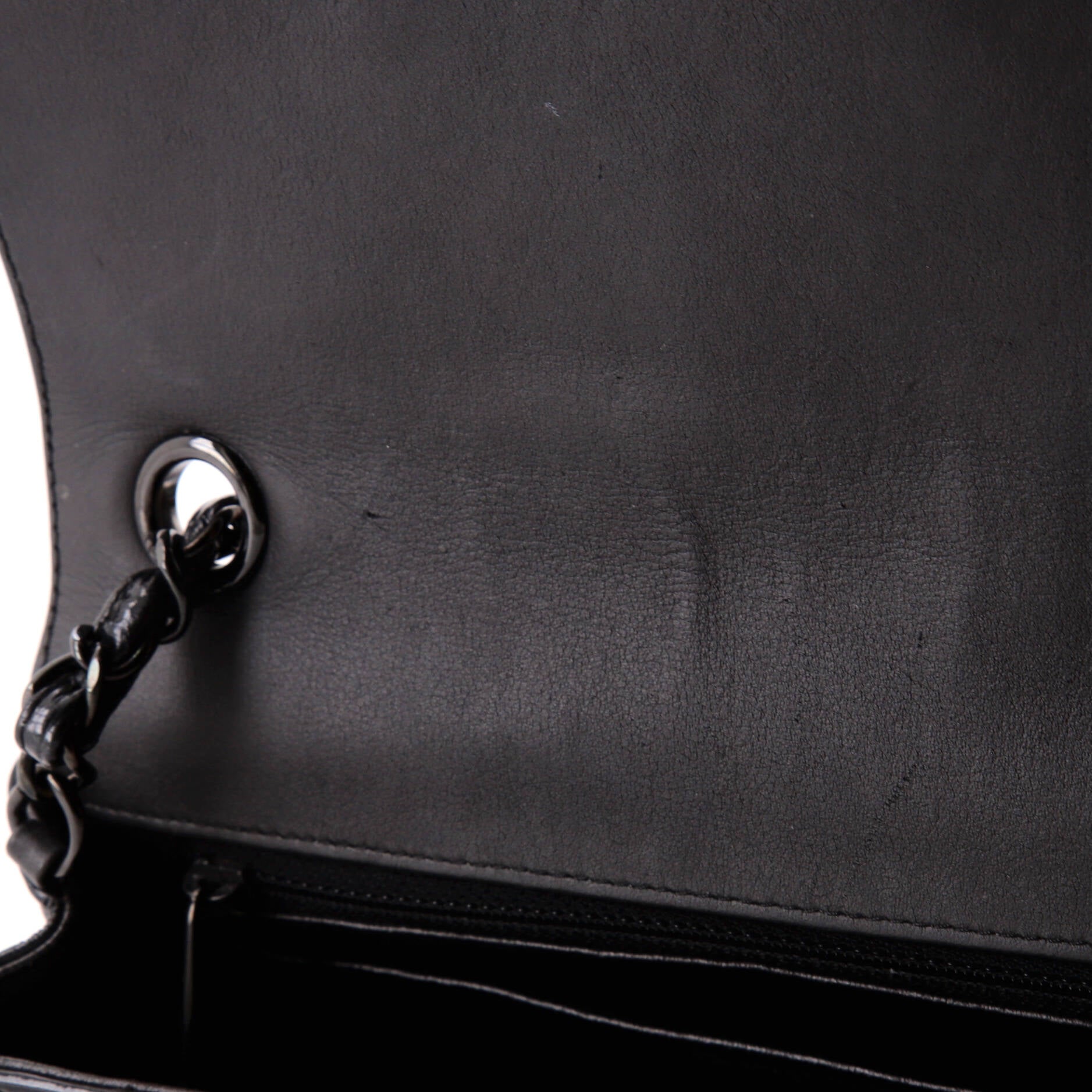 So Black Classic Single Flap Bag Chevron Crumpled Patent Mini