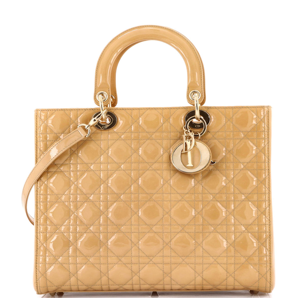 Lady Dior Bag Cannage Quilt Patent Large