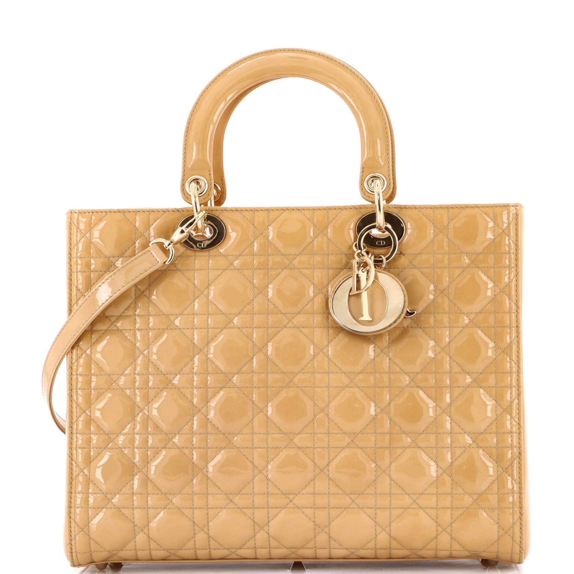 Lady Dior Bag Cannage Quilt Patent Large