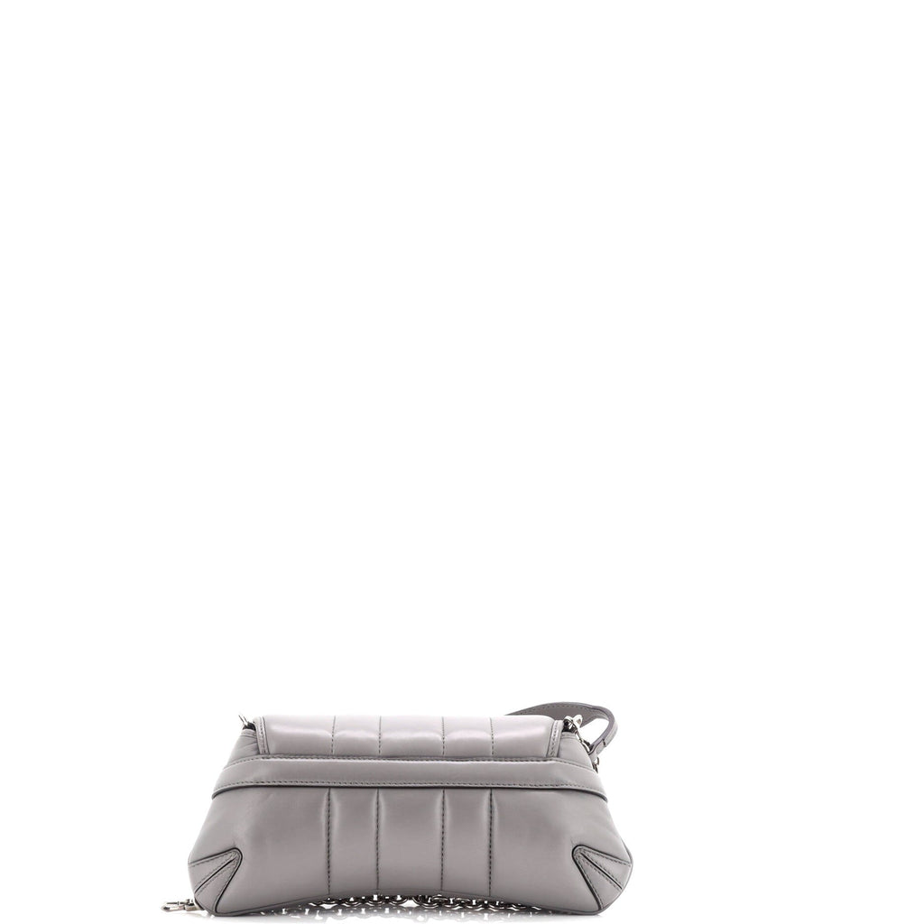 Horsebit Chain Shoulder Bag Vertical Quilted Leather Small