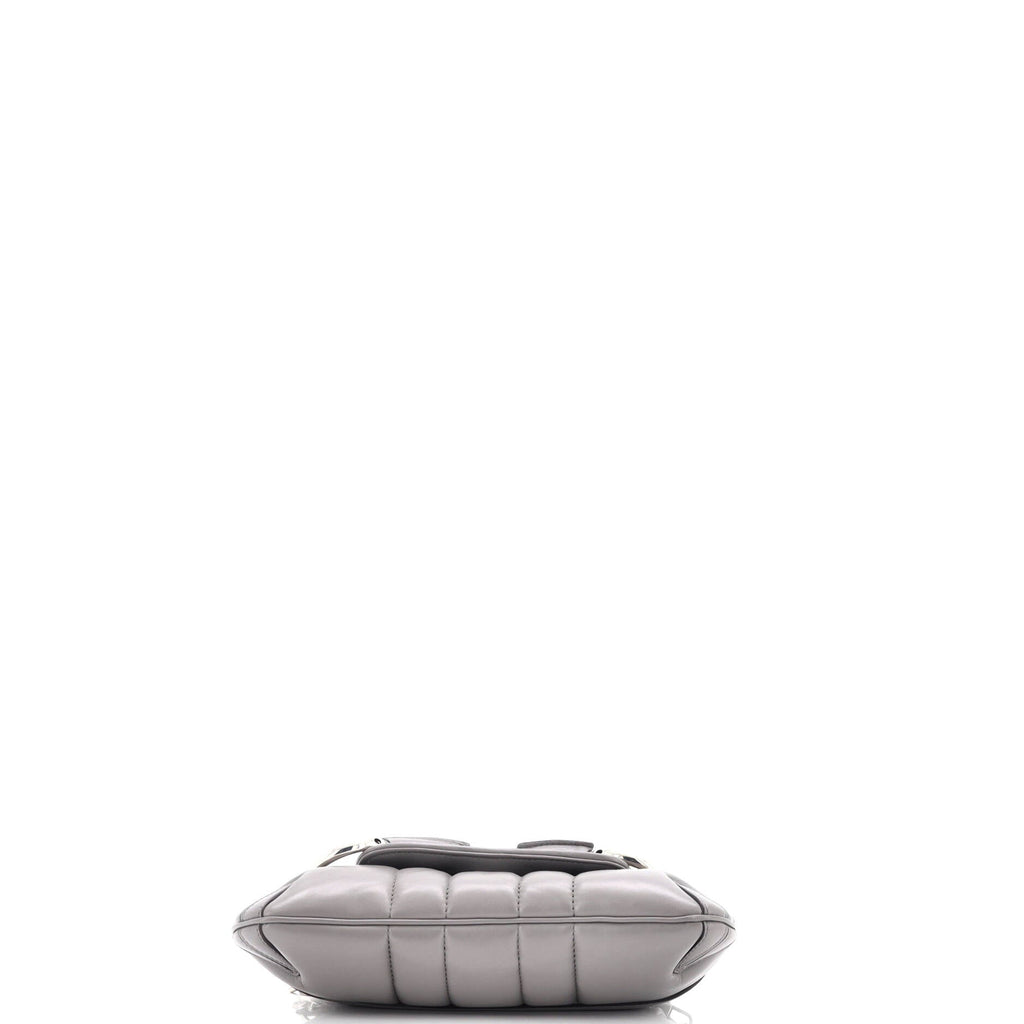 Horsebit Chain Shoulder Bag Vertical Quilted Leather Small