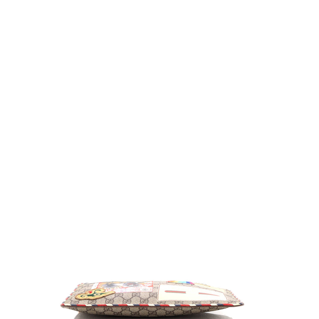 Courrier Pouch GG Coated Canvas with Applique