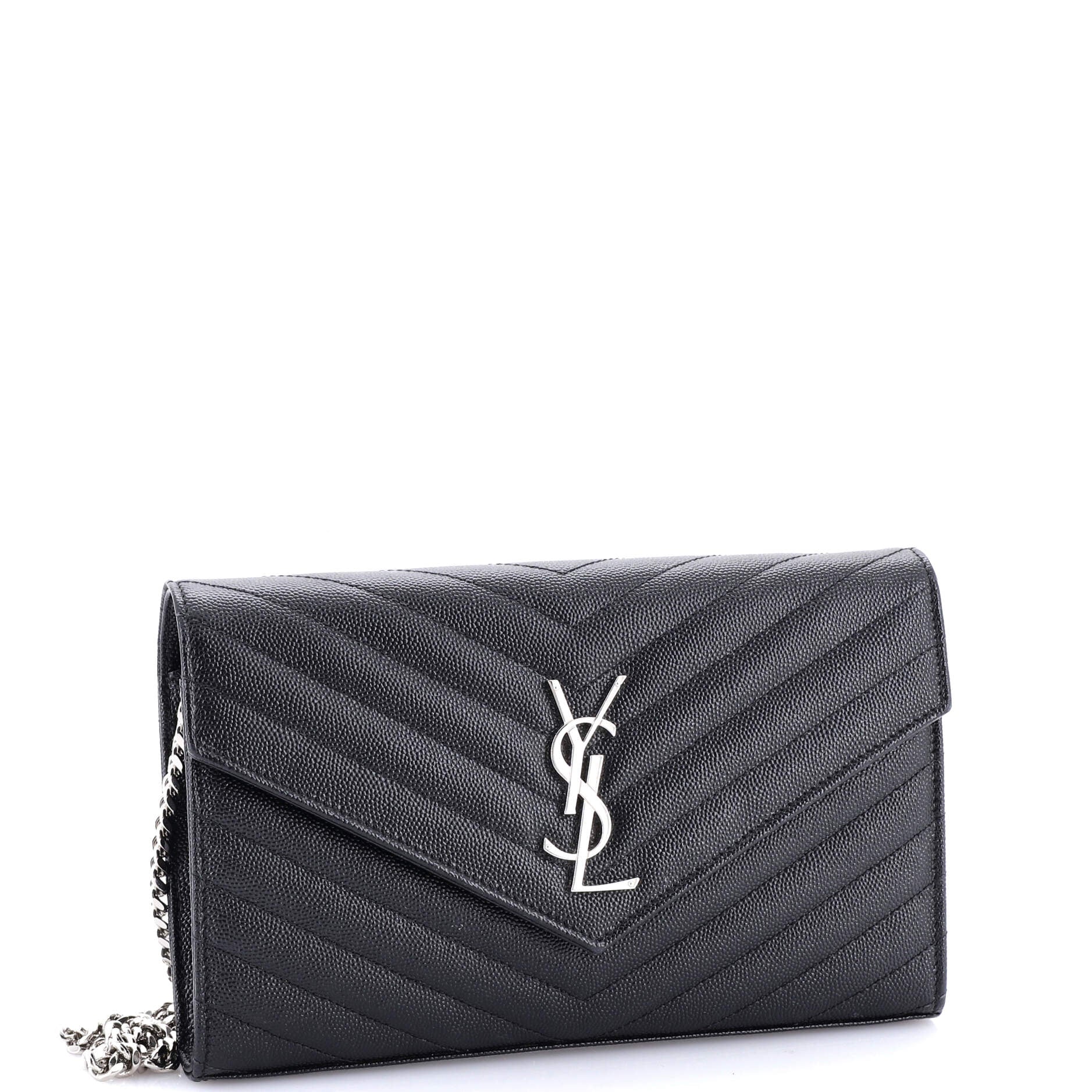 Classic Monogram Wallet on Chain Matelasse Chevron Leather Medium