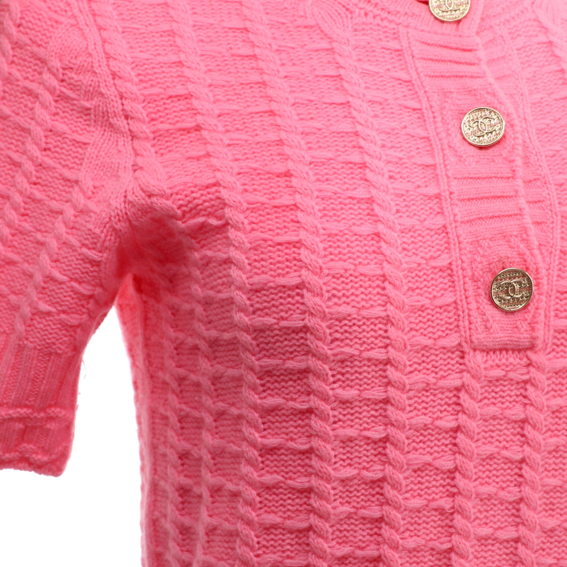 Women's CC Knit Short Sleeve Sweater Cashmere and Wool Blend