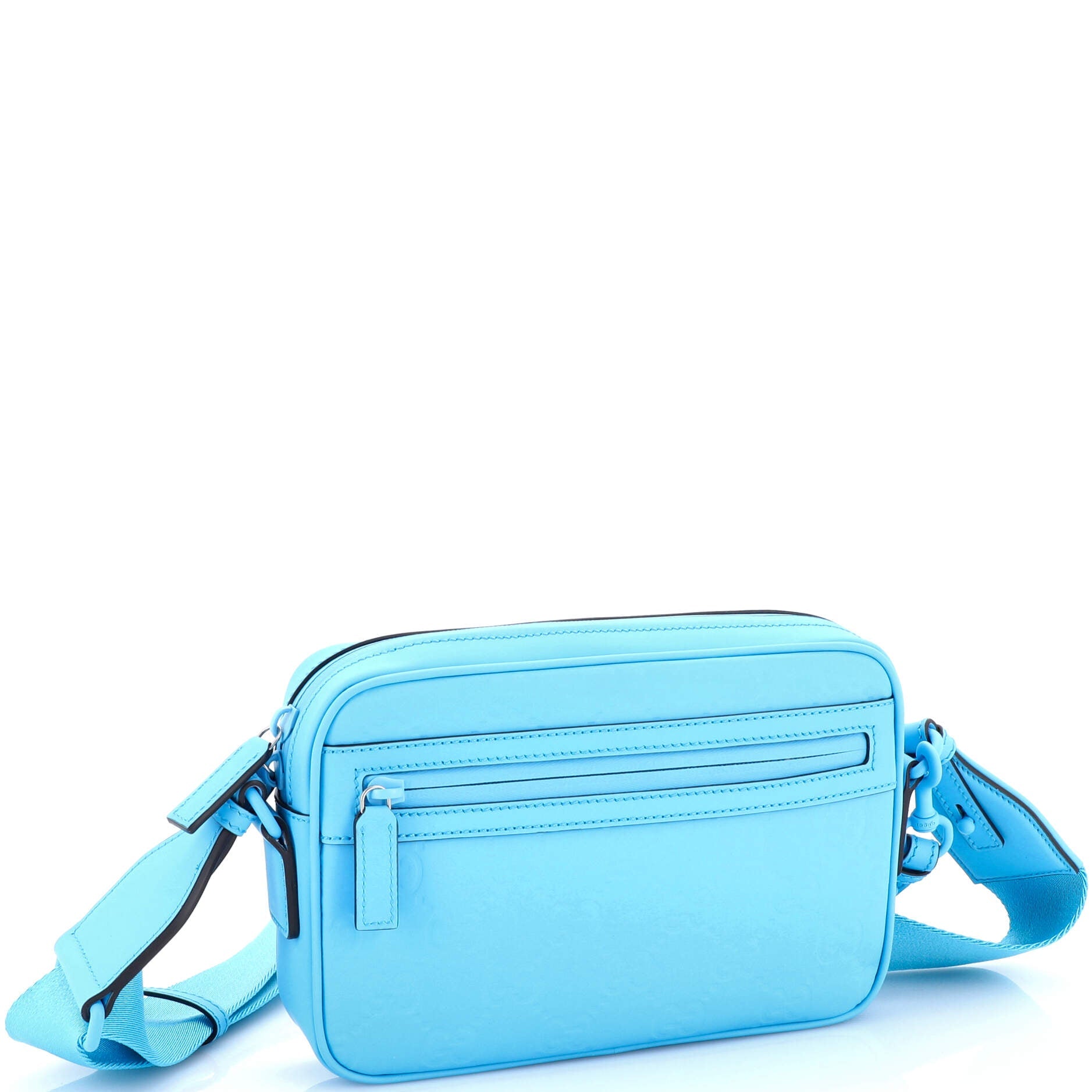 Front Zip Crossbody Bag GG Rubber Effect Leather Small