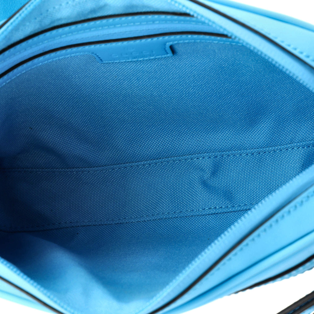 Front Zip Crossbody Bag GG Rubber Effect Leather Small