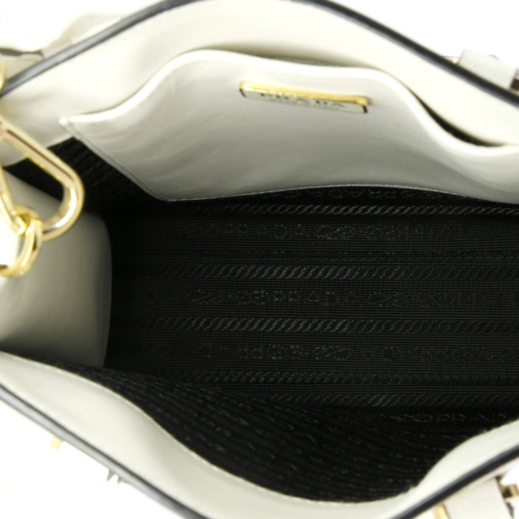 Lux Embossed Logo Tote Saffiano Leather Small