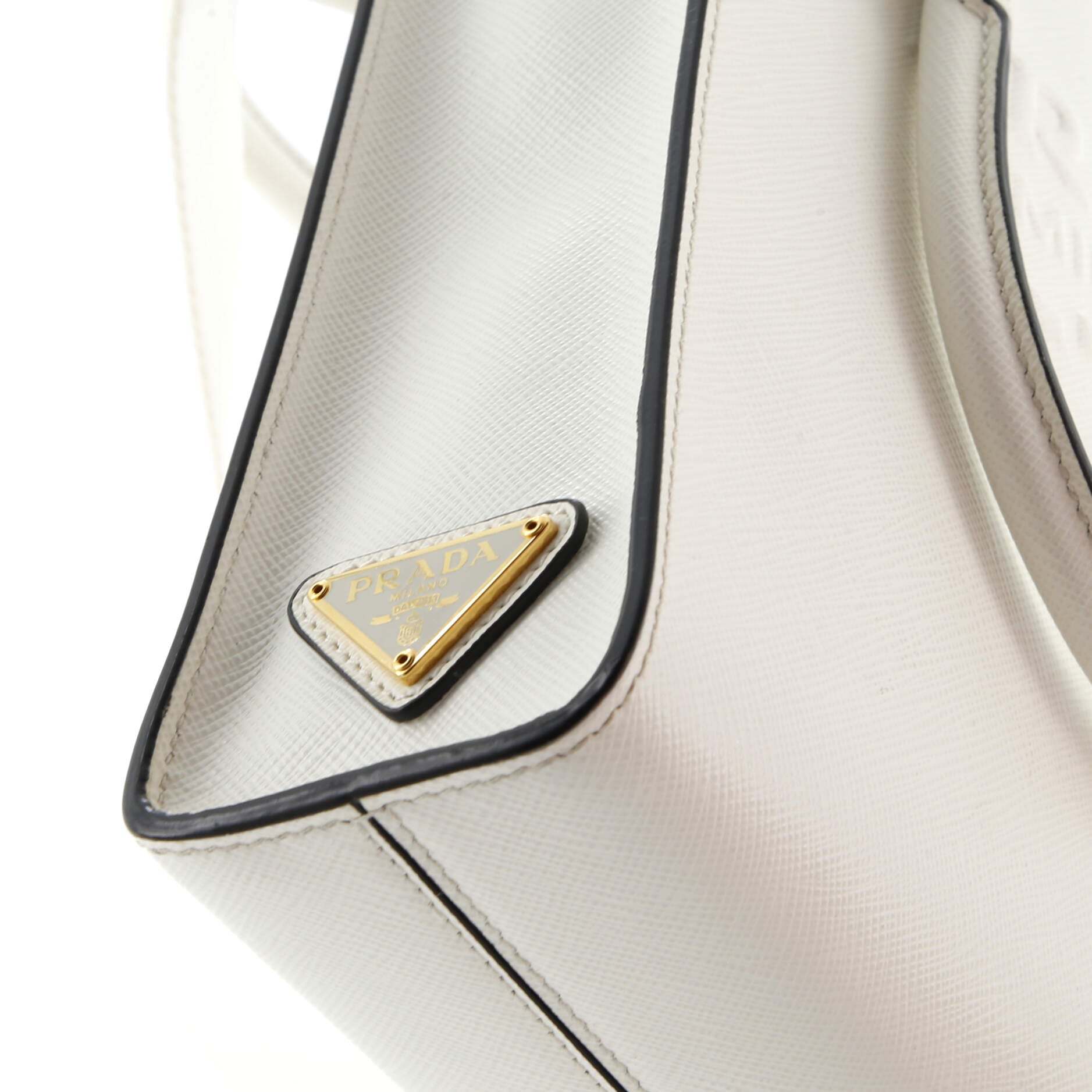 Lux Embossed Logo Tote Saffiano Leather Small