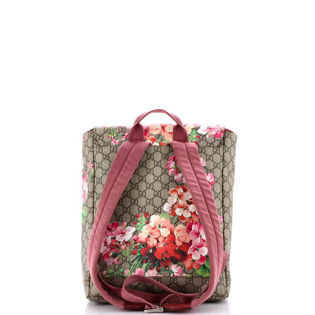 Buckle Backpack Blooms Print GG Coated Canvas Medium