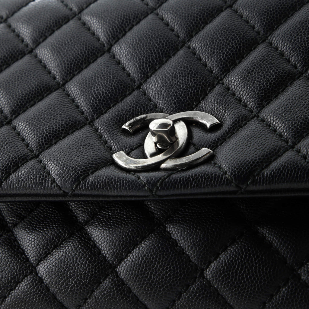 Coco Top Handle Bag Quilted Caviar Small