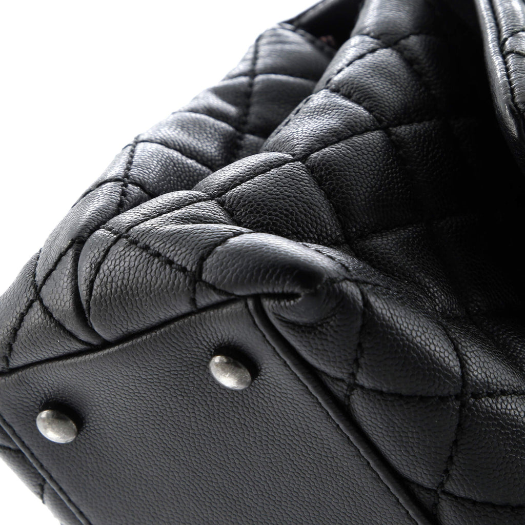 Coco Top Handle Bag Quilted Caviar Small
