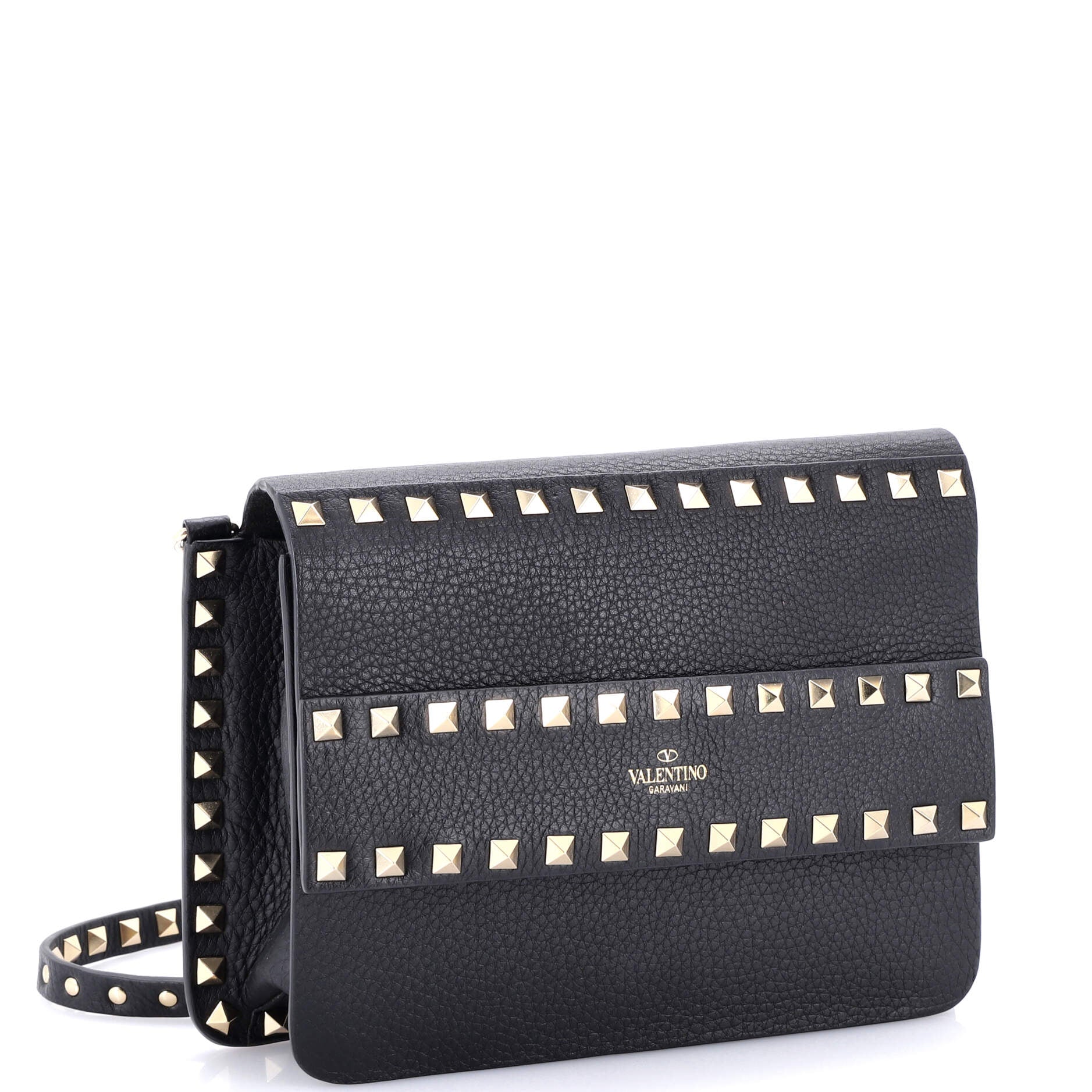 Rockstud Front Handle Flap Bag Leather Small