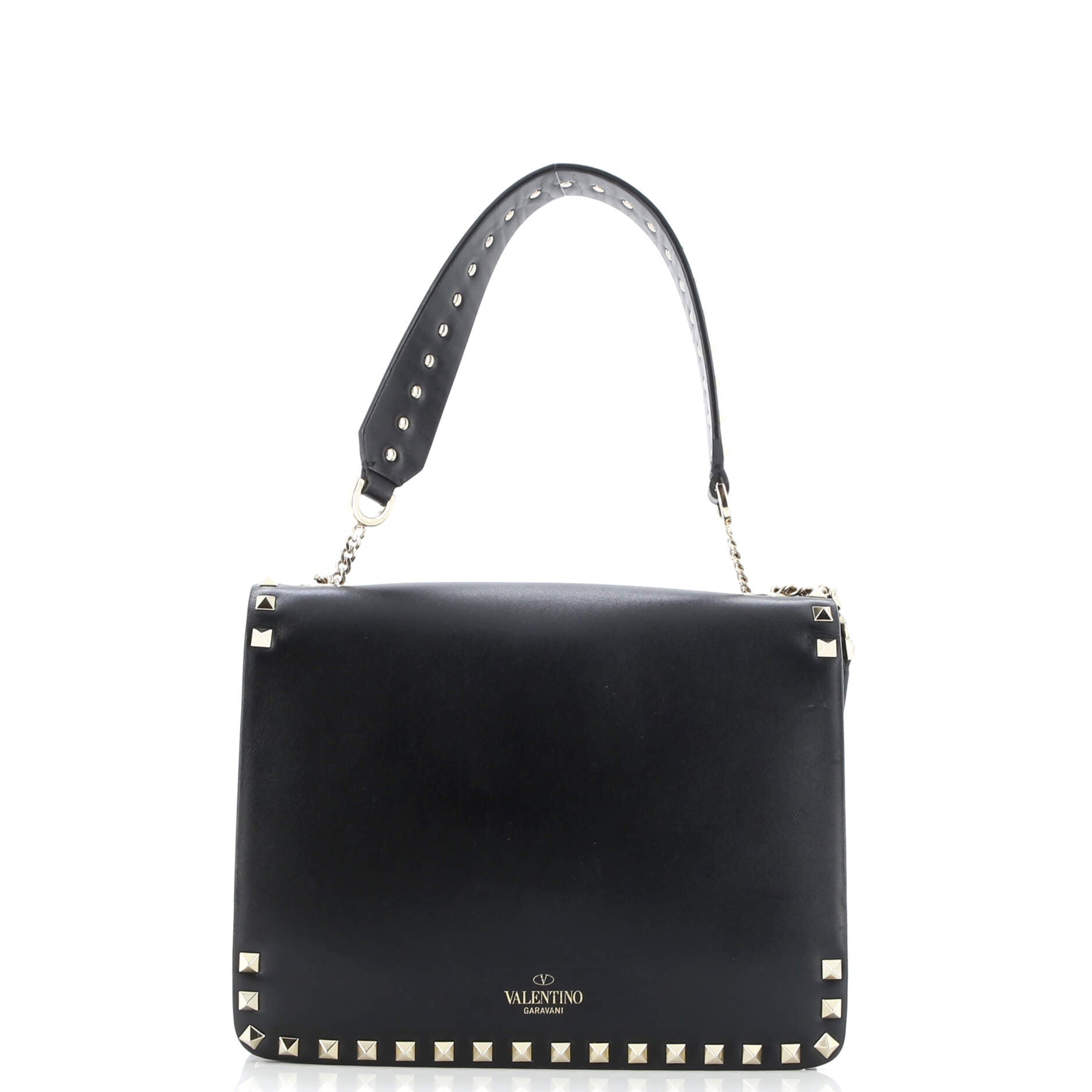 Rockstud Flip Lock Flap Top Handle Bag Leather Small