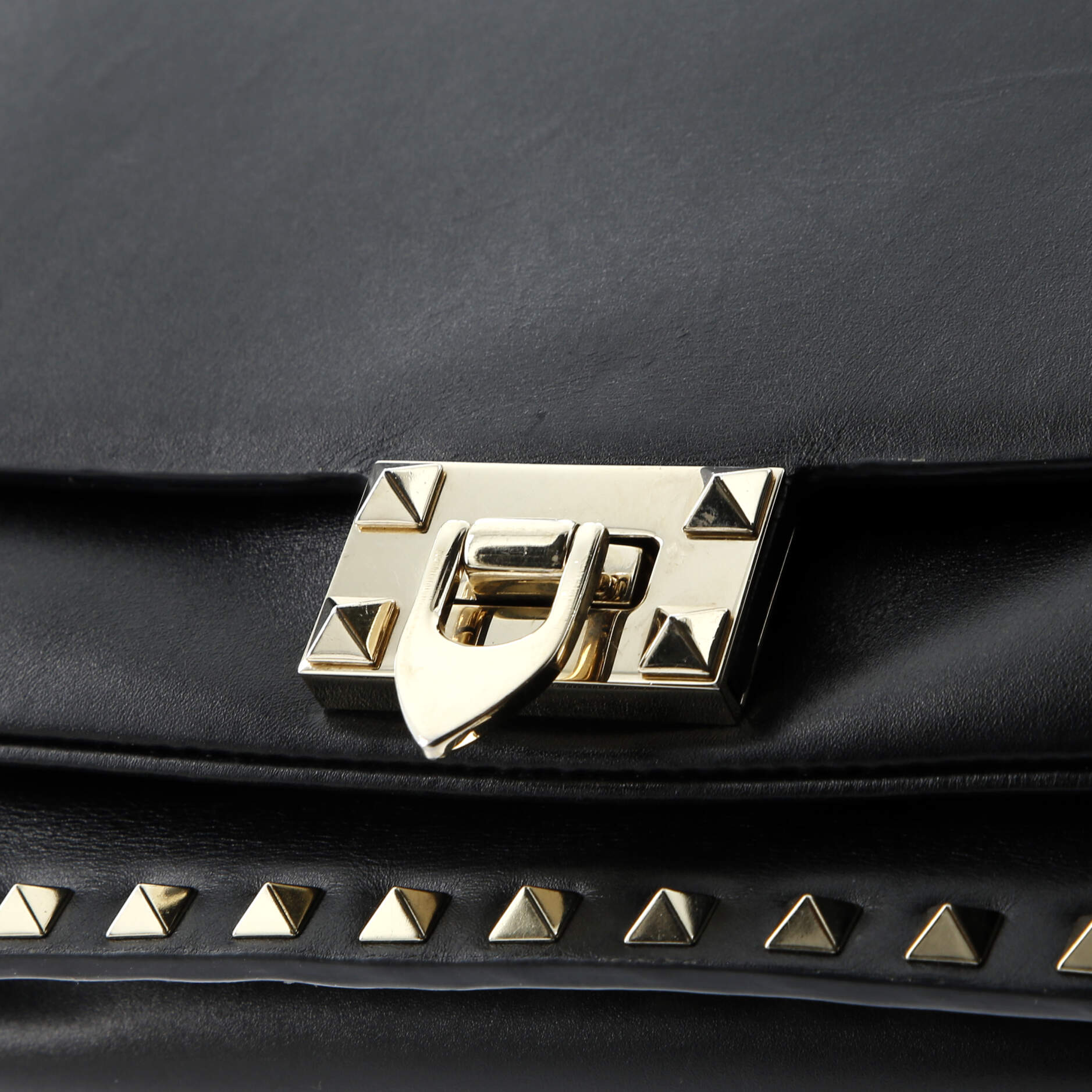 Rockstud Flip Lock Flap Top Handle Bag Leather Small