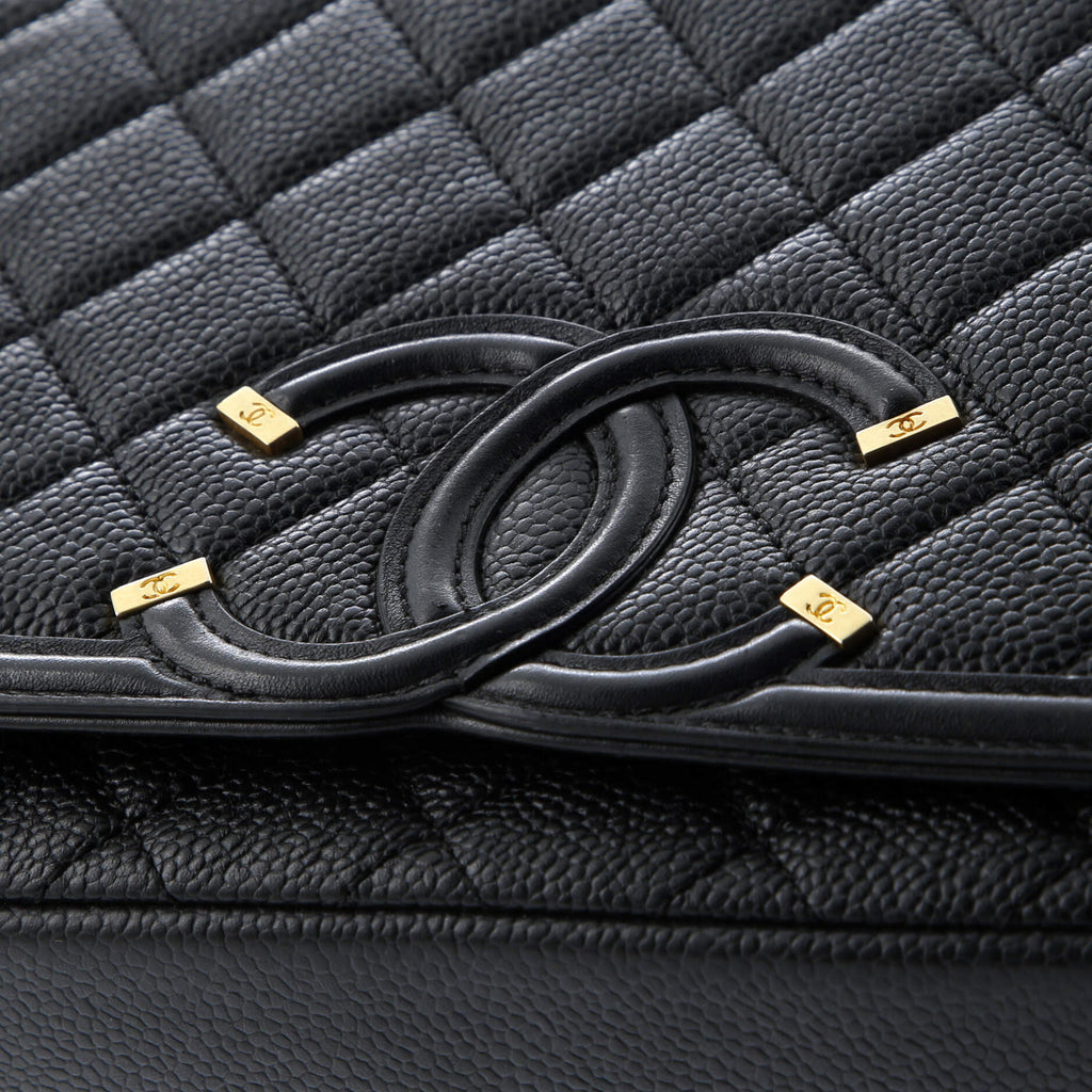 Filigree Flap Bag Quilted Caviar Medium