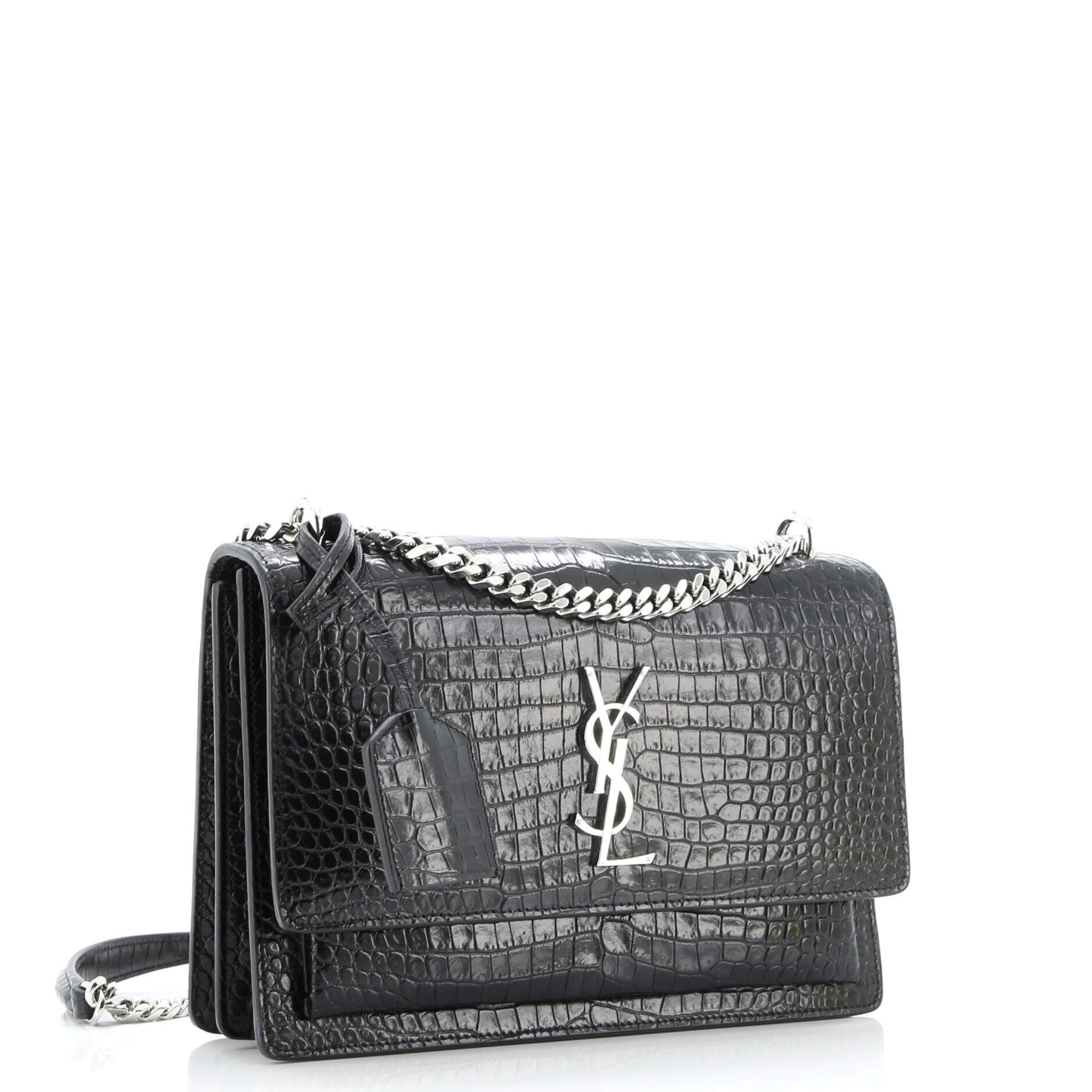 Sunset Crossbody Bag Crocodile Embossed Leather Medium