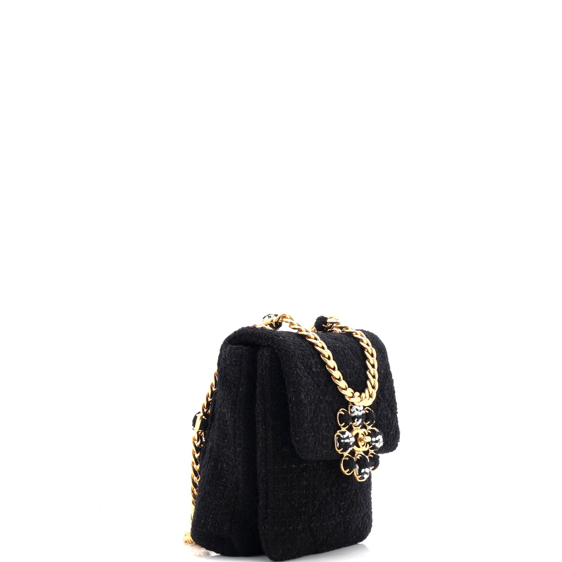 North South CC Bijoux Chain Flap Quilted Tweed Mini