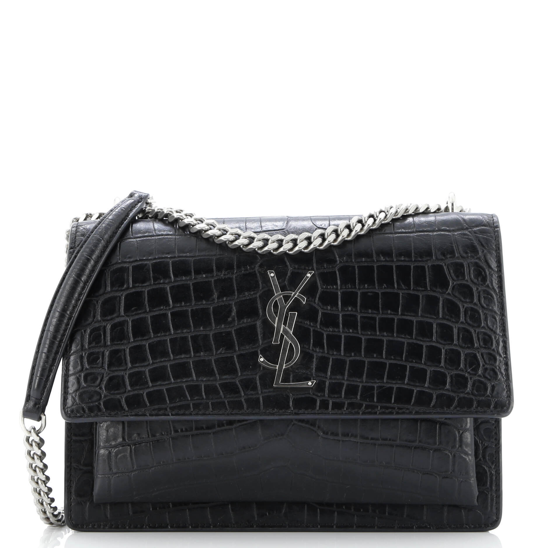Sunset Crossbody Bag Crocodile Embossed Leather Medium