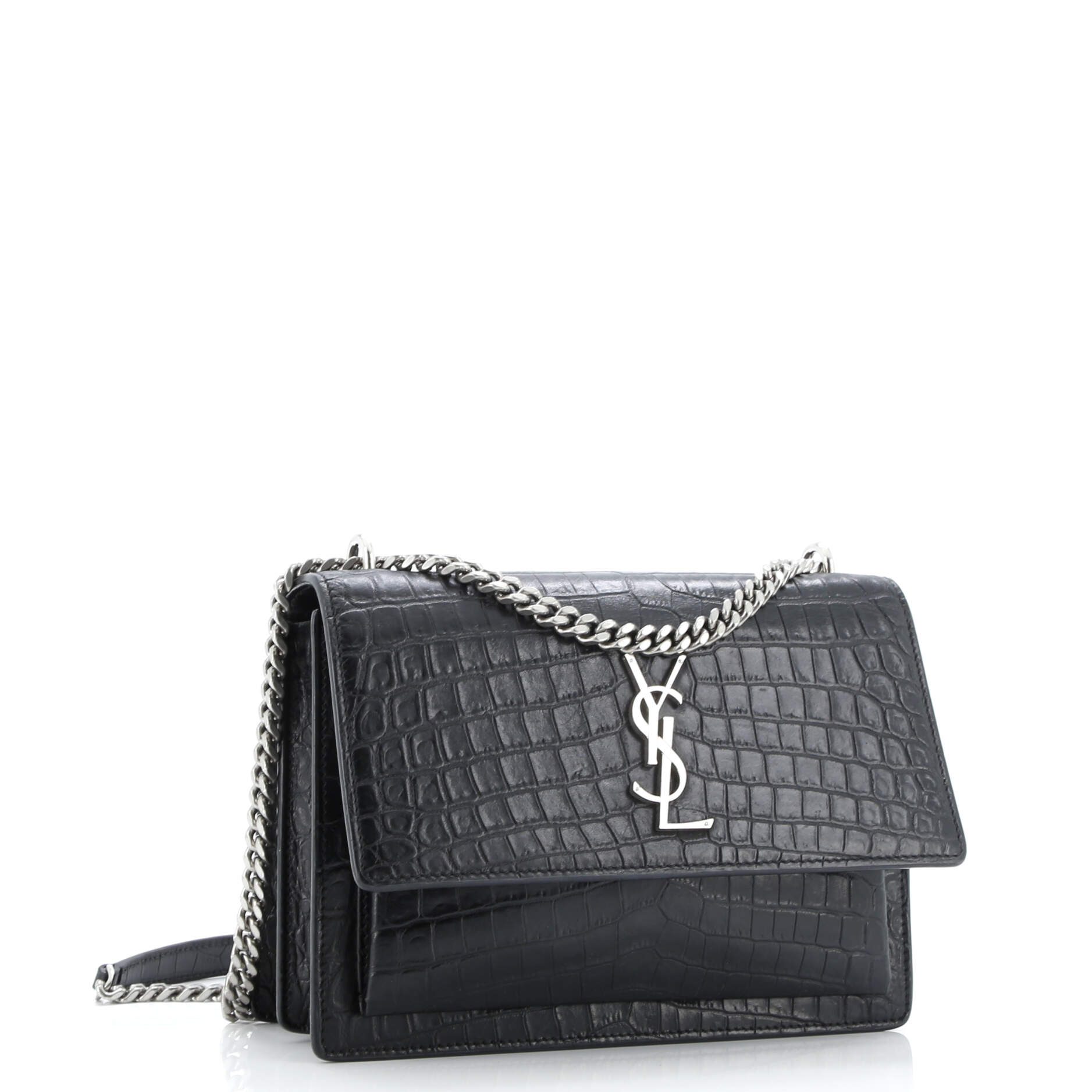 Sunset Crossbody Bag Crocodile Embossed Leather Medium