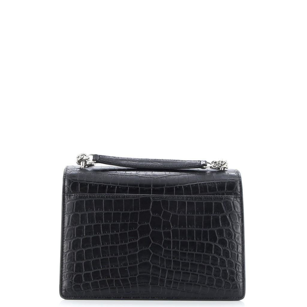 Sunset Crossbody Bag Crocodile Embossed Leather Medium